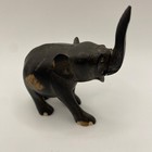 Vintage Black Ebony Wooden Hand Carved Elephant Statue Figure - No Tusks 3 75    H