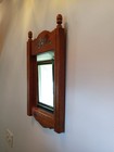 Vintage 1980s Wooden Entryway Wall Mirror Hand Painted Floral Cottagecore 17x9 5
