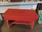 Vintage Handmade Wooden Milking Stool Old Red Paint Country Farm Barn Wood