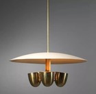 Vintage 1950 s Mid Century 4 Light Modern Brass Pendant Chandelier Light Fixture