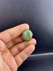 Very Rare Old Vintage Large Tibetan Turquoise Stone Bead Worn Patina