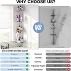 Us Stock Corner Shower Caddy Tension Pole 4 Tier 47-121in Stainless Silver