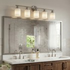 32 Inch Glass Shade Nickel Vanity Light 5-lights Wall Fixture Bathroom Mirror