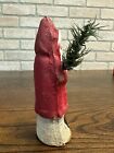 Early Antique Belsnickle 6  German Antique Red Santa Figure Paper Mache