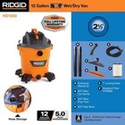 Ridgid 12 Gallon 5 0 Peak Hp Nxt Wet Dry Vac W  General Debris Filter   Hose