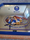 Rare Hofbrauhaus Pils Beer Munich Beer Wench Girl German Bar Mirror Wood Frame