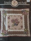Vtg Louis Nichole For Bucilla Needlepoint Pillow Trellis Rose Kit Part Finished