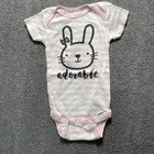 Baby Girl Clothes 4pc Lot Gerber Short Sleeve Body Suits 3-6 Months Pink Bunny