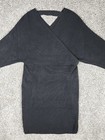 Womens Medium Black Knit Bodycon Sweater Dress Long Sleeve V Neck Fitted