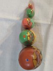 Vintage Set Of 5 Folk Art Pink Green Yellow Wooden Nesting Dolls As Is