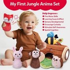 Baby Toys 6-12 Months - Jungle Soft Plush Stuffed Animal Set With Rattle     