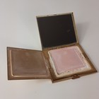 Vintage Mother Of Pearl Abalone Shell Powder Compact Makeup Case Brass Hinged