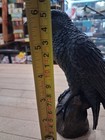 Black Raven On Rock Gothic Bird Figurine Dark Fantasy Woodland Decor