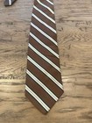 Brooks Brothers Brown Stripe Silk Tie With Blue And White Accents