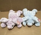 Ty Baby    huggybunny    Plush Set Purple   Blue 2001  they Rattle   
