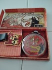 Three Little Pigs Pocket Watch With Watch And Fob And Box As-is Nr Used
