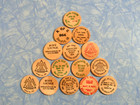Lot Of 15 Vintage Indiana Wooden Nickels Tokens Wood Coin Collection In