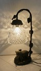 Mother Elephant And Baby Etched Glass Globe Metal Small Decorative Table Lamp