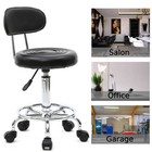 Rolling Garage Stool Adjustable Mechanic Work Shop Pu Leather Seat For Garage