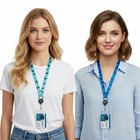 2 Pcs Lanyard Card Holders With Adjustment Buckle And Retractable Badge Reel