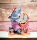 Ceramic Shark Putting On Makeup Figurine  Gift For Her  Gift For Mom  Home Decor