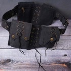 Medieval Steampunk Pu Leather Belt Hip Bag Pocket Studded Brown Waist Bag
