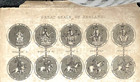 1823 Great Seals Of England     Large Antique Royal Engraving 40cm