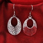 Fashion Jewelry 925 Silver Plated Flower Dangle Hoop Hook Earrings 22-11