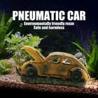 Aquarium Resin Car Wreck Ornament With Air Bubble Stone For Fish Tank Decor