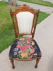 Set  Of  Four Victorian Carved Oak Dining Game Table Parlor Chairs