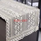 Vintage Hand Crochet Lace Table Runner Dresser Scarf Flower Doily Wedding 15x35 