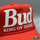 Bud King Of Beers Hat Vintage Retro Budweiser Red Trucker Rope Cap 90s Beer