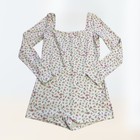 Long Sleeve Floral Bodycon Shorts Stretchy Romper Women s Size M Loungewear