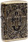 New  Zippo 29719 Armour St Benedict Windproof Antique Brass Lighter 22 I Bottom