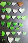 27  real  Surf-tumbled Heart Shaped Seaglass Pcs   3 Bonus Pcs 