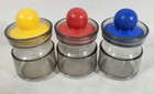 Vintage 90s Plastic Desk Organizer Storage Jars Set Colorful Paperclips Office