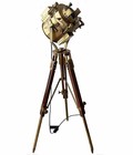 Spotlight Nautical Brass Searchlight Floor Lamp Spotlight W  Wooden Tripod Stand
