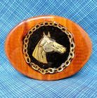 Western Horse Wooden Belt Buckle Artisan Handmade Cowboy Vintage 70s      pcb209
