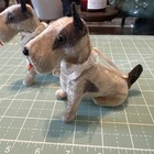 Vintage Pair Of Fripon Fox Terrier Mohair Dogs Original Ribbons Jumeau Bleuette