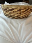 Antique Bread Basket Wicker Rattan Complete  Beautiful 9   x 3  Tall Rich Color