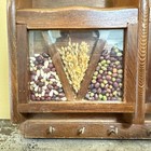 Vtg Mail Key Rack Organizer Holder Wood Farmhouse Kitchen Seeds Grains Gailstyn