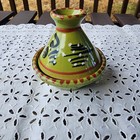 Moroccan Handpainted Ceramic Serving spice Holder Tagine  Olive Green