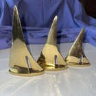 Solid Brass 3 Vtg Sailboats Mcm Nautical Decor Nice