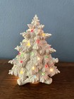 White Ceramic Christmas Tree 9    Light Up Nowell Mold Tabletop Frazier Fir
