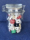 Vintage Dice Lot Of 38 Mixed Colors Styles Sizes   Glass Jar Storage Craft Game