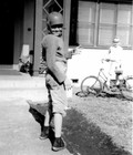 Kid Boy Football Player Us Military Post Grant Heights Tokyo Japan B w Vtg Photo