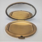 Vintage American Beauty Oval Gold Toned Medieval Sword Makeup Powder Compact