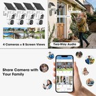 4mp Solar Powered Battery Camera Home Video Surveillance System Dual Lens 8-view