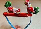 Vintage Retro Tin Squeeze Toy Chicken Pecking  Chicken Feeding-fun Action Toy
