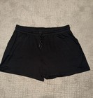 Women s Black Drawstring Knit Shorts Elastic Waist Pockets Regular Fit Size Xl